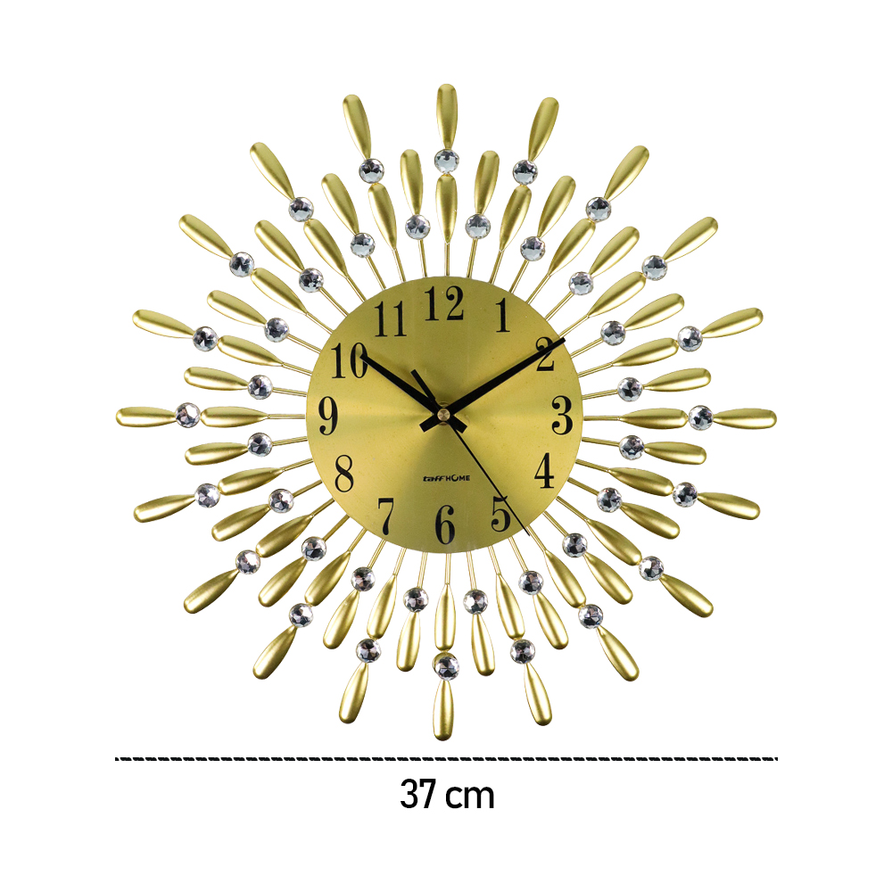 Jam dinding diamond design cantik unik mewah diameter 38cm cocok dekorasi ruang tamu silent movement warna Gold 3D