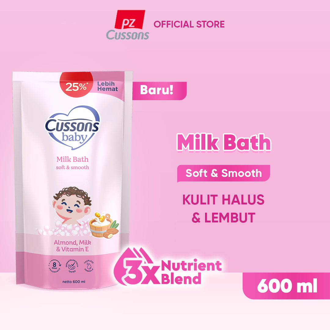 Cussons Baby Milk Bath Soft & Smooth Refill 600ml - Sabun Mandi Bayi
