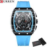 CURREN Jam Tangan Pria Original Anti Air Kronograf Tali Silikon dengan Tanggal 8442