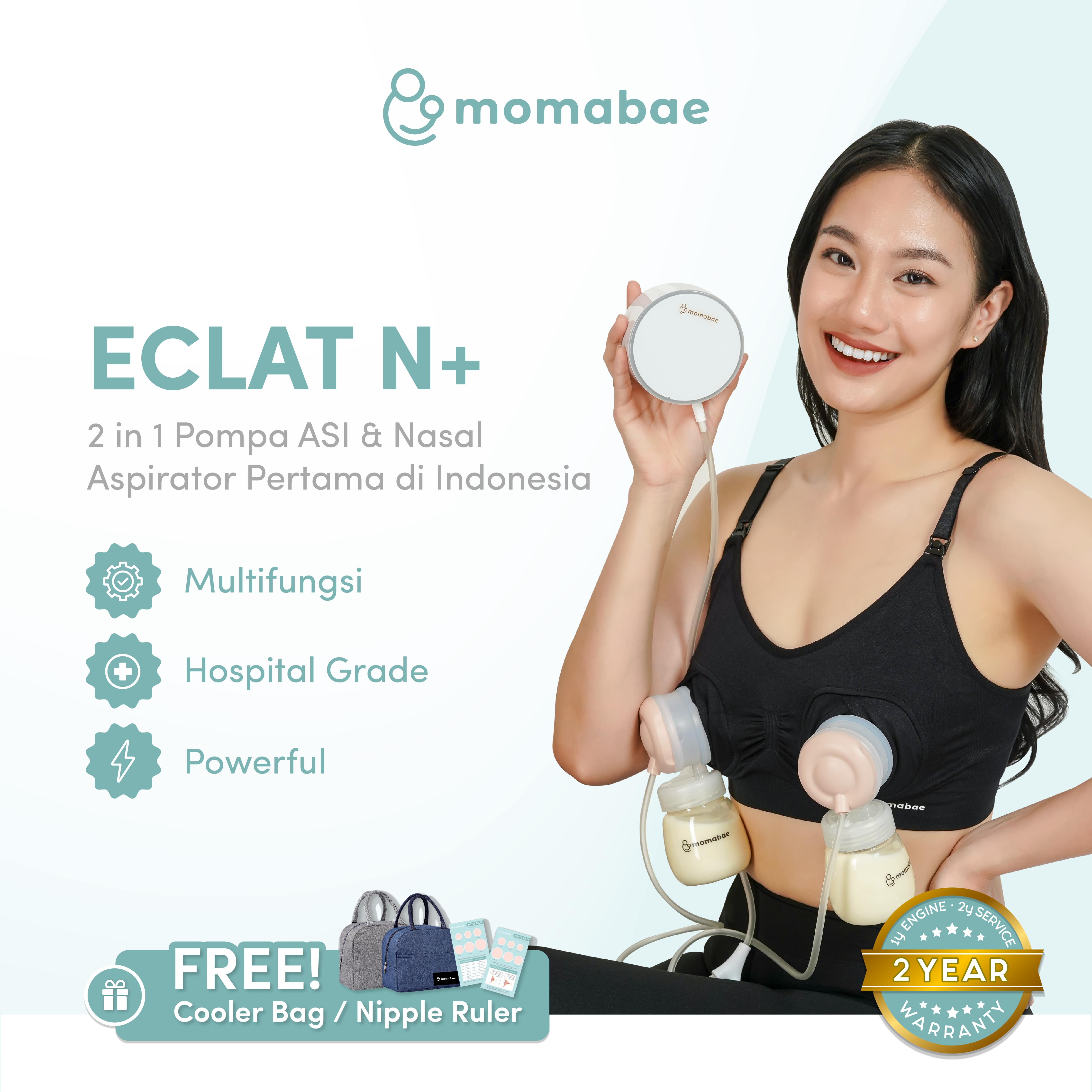 MOMABAE - ECLAT Double Breast Pump / Pompa ASI Elektrik / Breast Pump Electric / Pumping ASI Elektrik Portable / FREE COOLER BAG