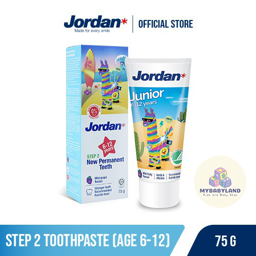 Jordan Toothpaste / Odol / Pasta Gigi Bayi dan Anak | Oral Care Toothpaste | Step 1 (0-5 years) | Step 2 (6-12 years) | HALAL MUI | Sesuai Rekomendasi Dokter Gigi Anak