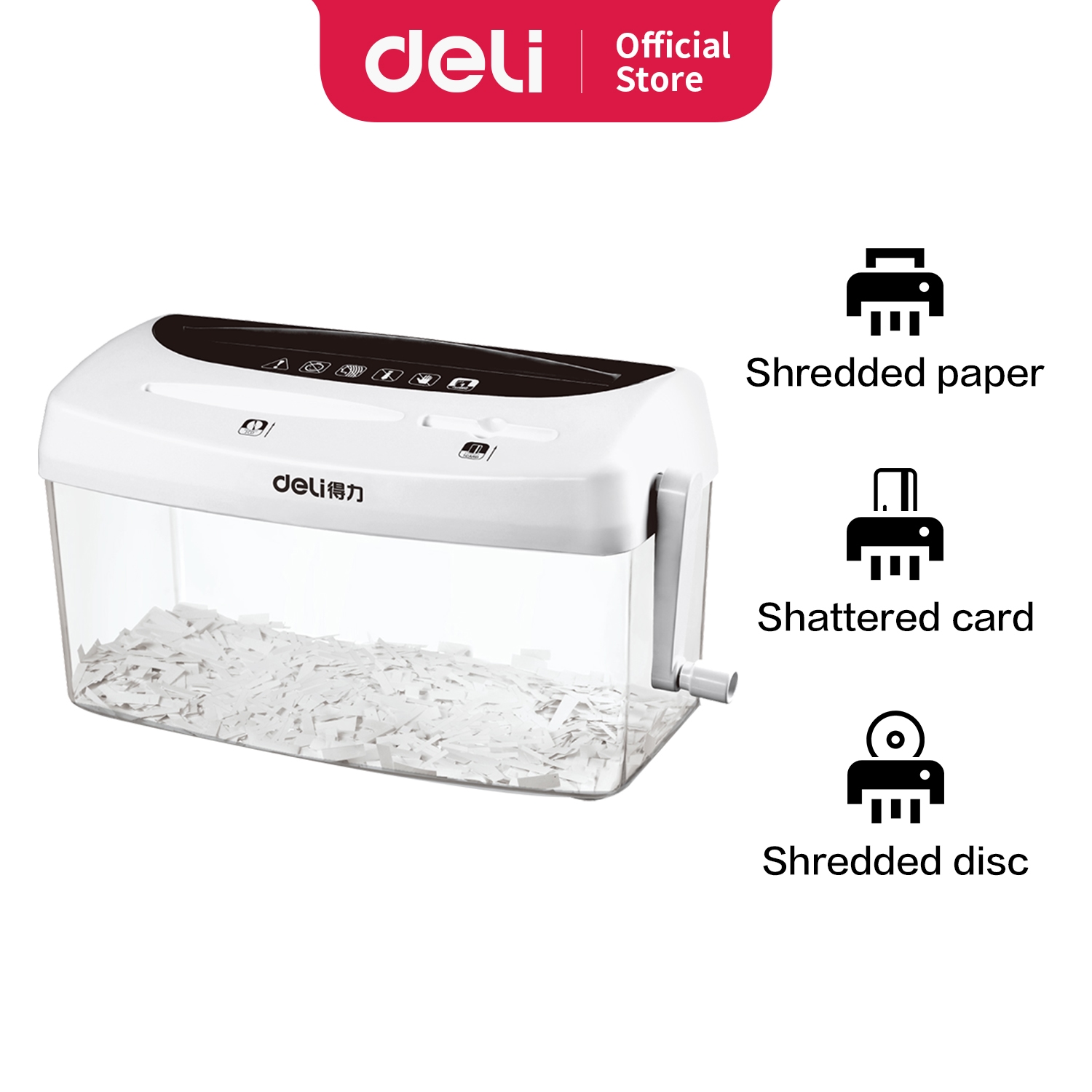 Deli Paper Shredder Penghancur Kertas Manual A4 Kapasitas 1 Lembar Uk 4 Liter Desain Modern dan Praktis 9935