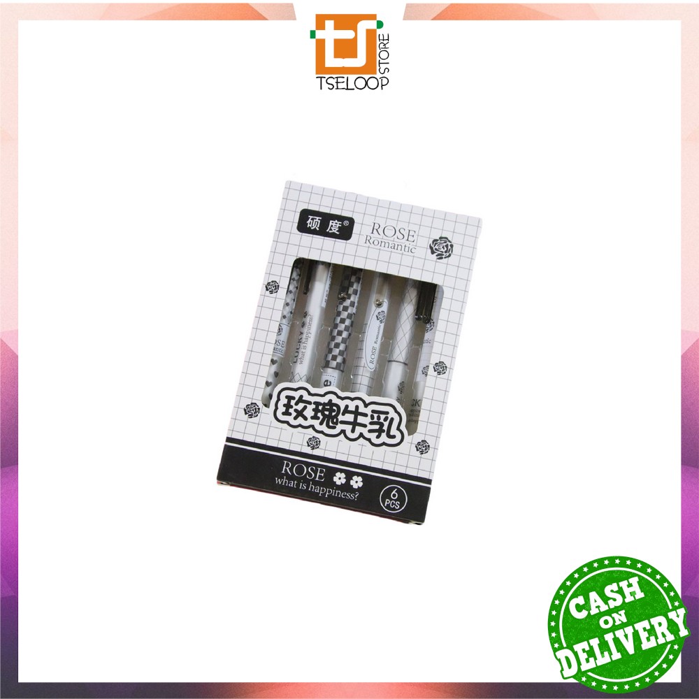 OFM-A69 Pulpen ST Set 6IN1 Motif Bunga 0.5MM / Pena Mekanik Alat Tulis Perlengkapan Sekolah / Retractable Pen Karakter Set / Pulpen Cetek Import