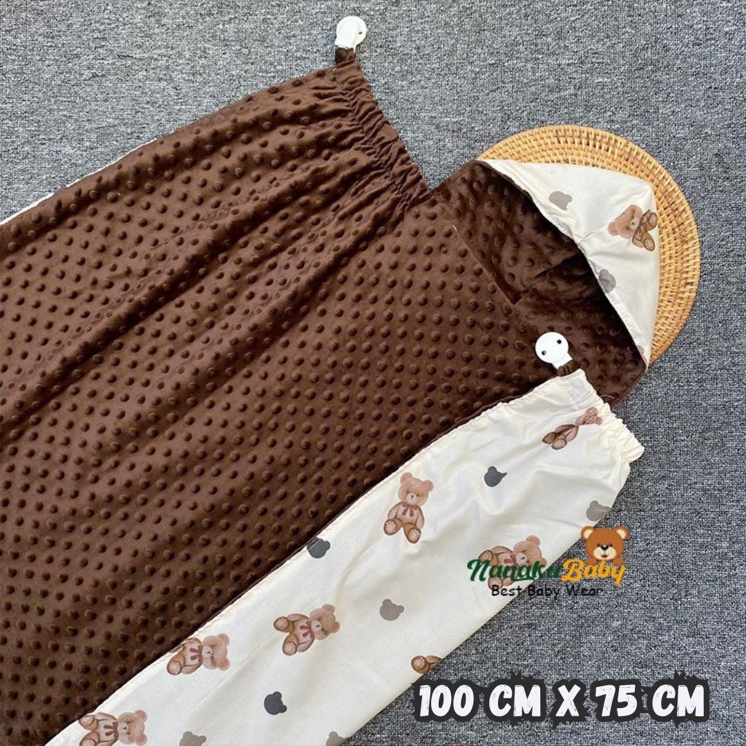 Nanaku Baby - Selimut Blanket On The Go Bludru Bayi Hoodie Motif Bear