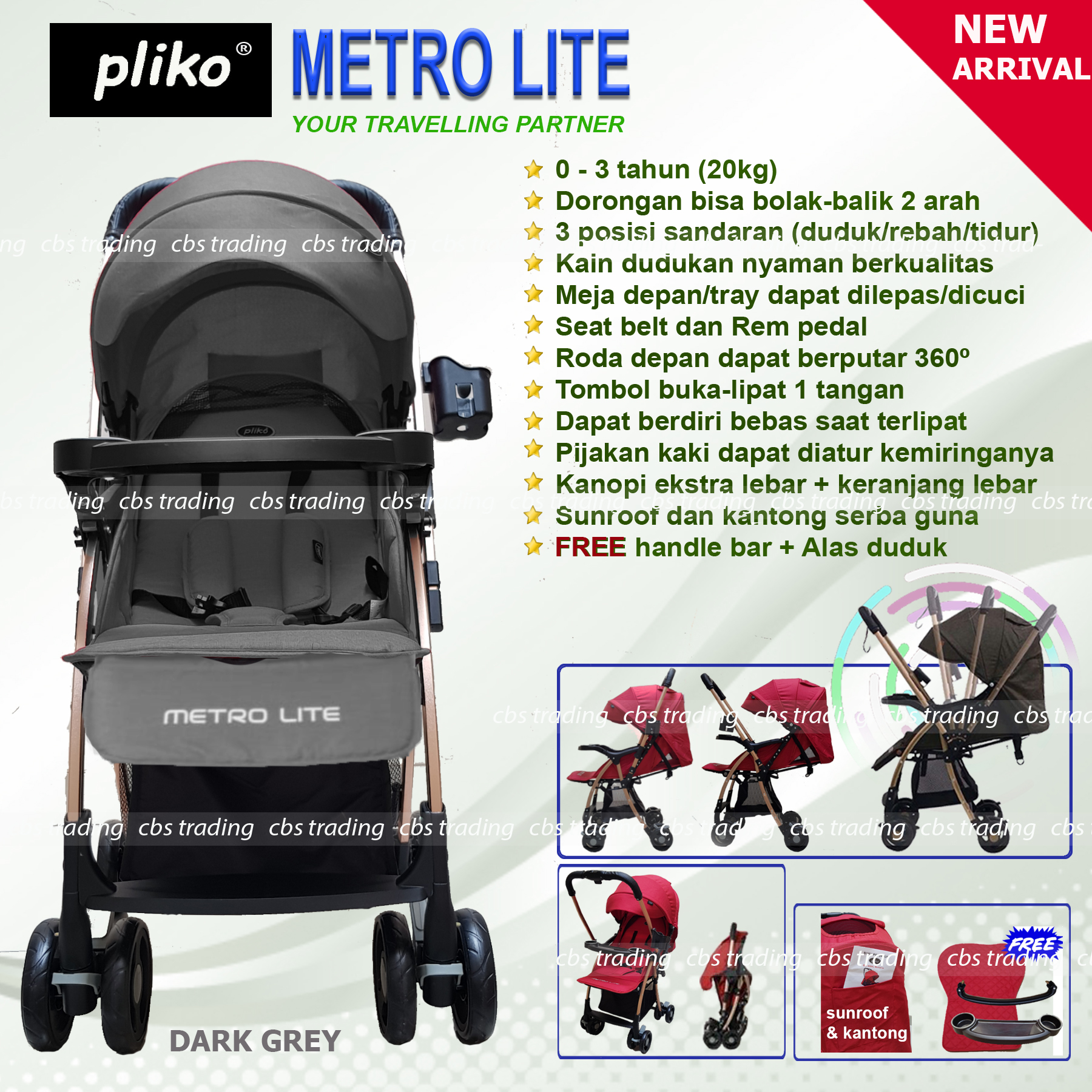 Pliko Baby Stroller Metro Lite 508AL - Pliko Metrolite 508 Lightweight Travelmate - Kereta Dorong Bayi