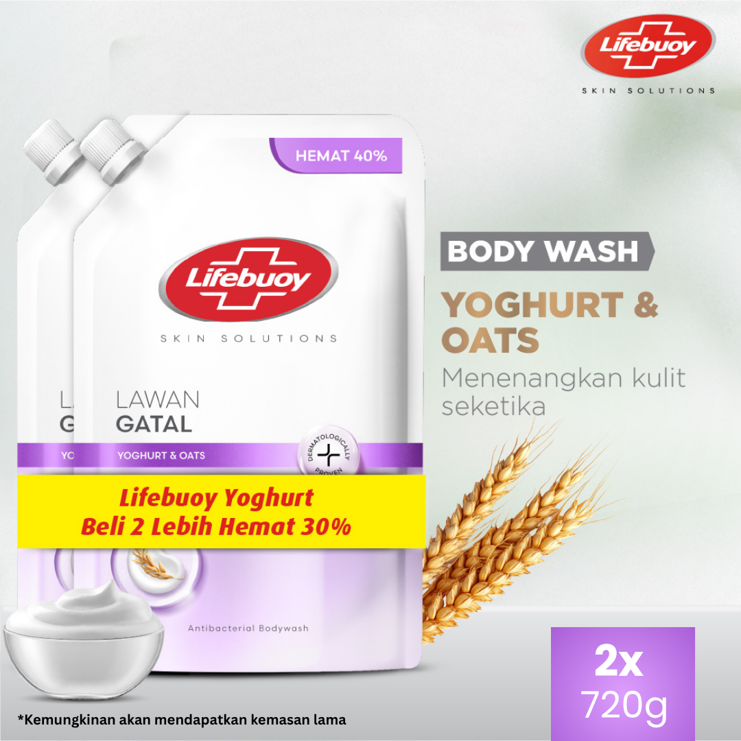 [BELI 2 LEBIH HEMAT 30%] Lifebuoy Sabun Mandi Cair Yoghurt Care Refill 2x720gr