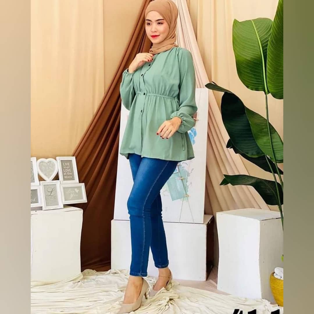 Baju Muslim Modern POPPY BLOUSE KF MANGGO CRAPE Blouse Wanita Terbaru 2021 Blouse Wanita Jumbo Blus Blouse Kekinian Viral BEST SELLER