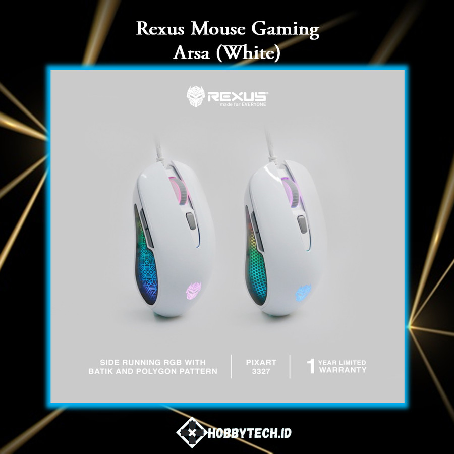 Rexus Mouse Gaming Arsa 12400 DPI - White