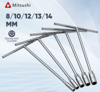 Mitsushi Kunci Sok T 8 10 12 13 14mm Panjang CR-V Kunci T-Type Wrench Alat Perkakas Sok Socket T 5pcs Kunci Pas T Soket Alat Kunci Perbaikan