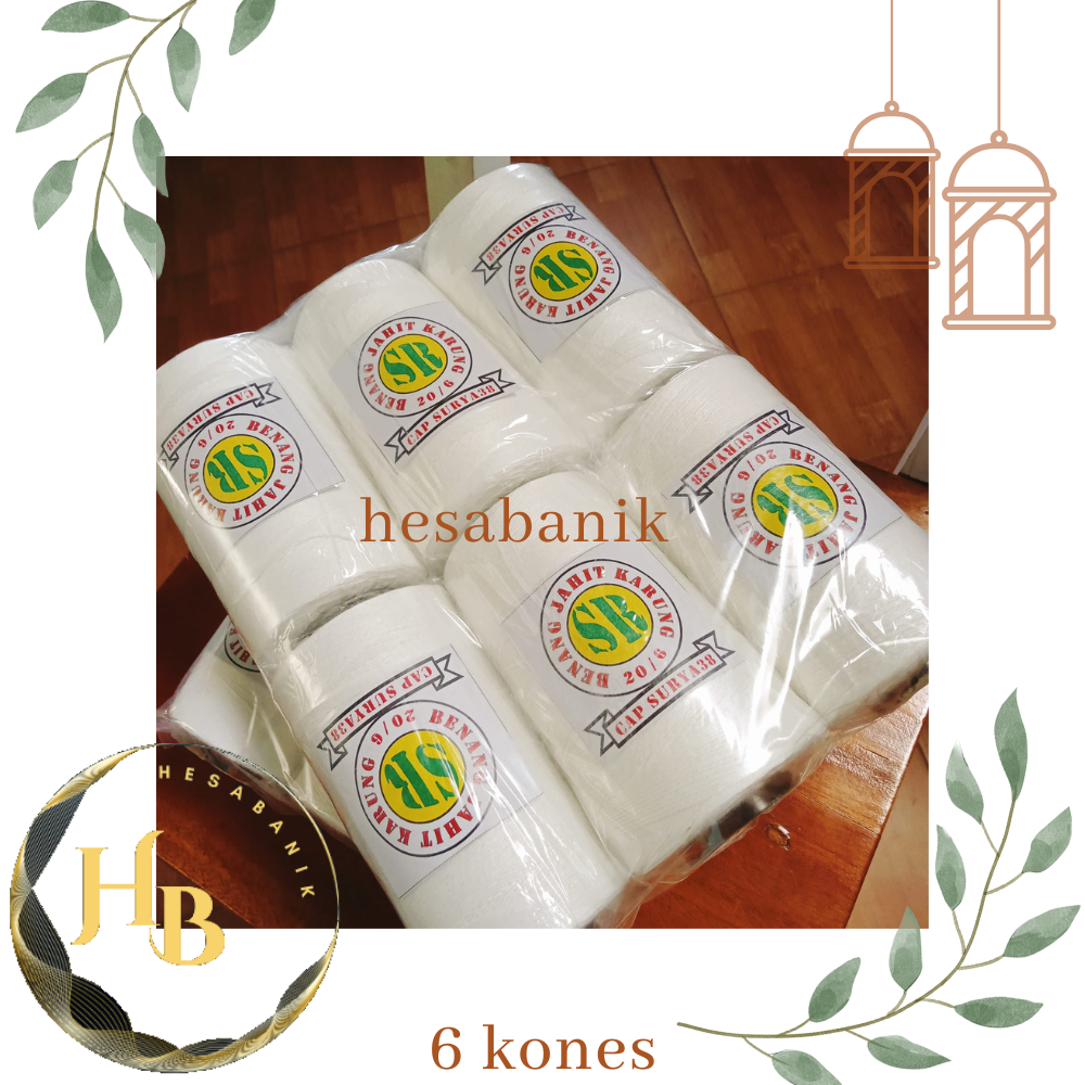 Benang Jahit Karung Putih polyester 20/6 / Benang Jahit karung beras / Benang Pertanian / Benang kasur