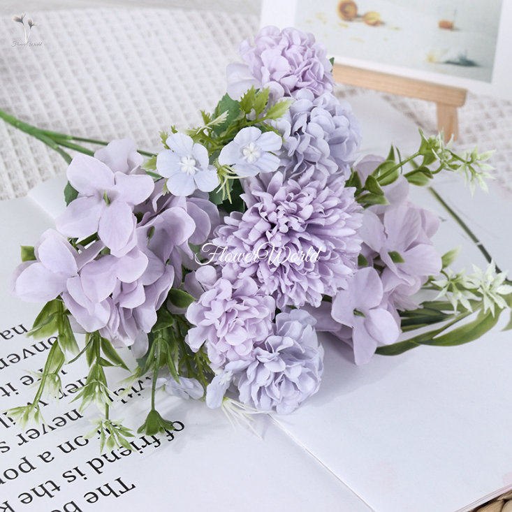 [FlowerWorld]Artificial Bunga Hydrangea Mix Bunga Tangkai Plastik/Bunga Rose Hias/Bunga Bucket Isi 5 Tangkai/ Bunga Anthurium Palsu Plastik Buatan Imitasi Hias Dekor Buket Bouquet Rumah Pesta/Bunga Hias Plastik Murah Dan Import/Bunga Hiasan Palsu