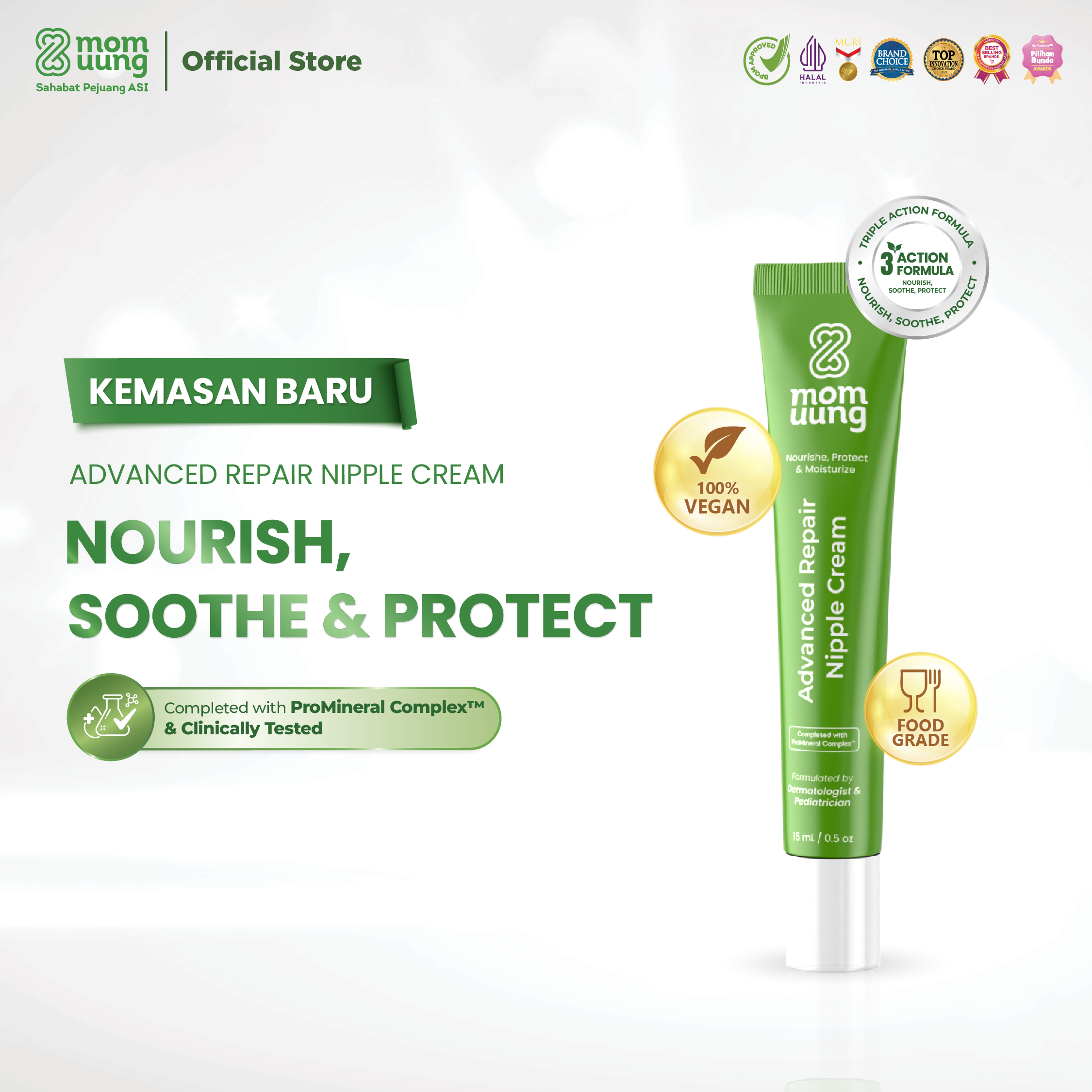 [NEW] Mom Uung Advanced Nipple Cream - Krim Puting Lecet - Food Grade Aman Untuk Bayi - Halal BPOM