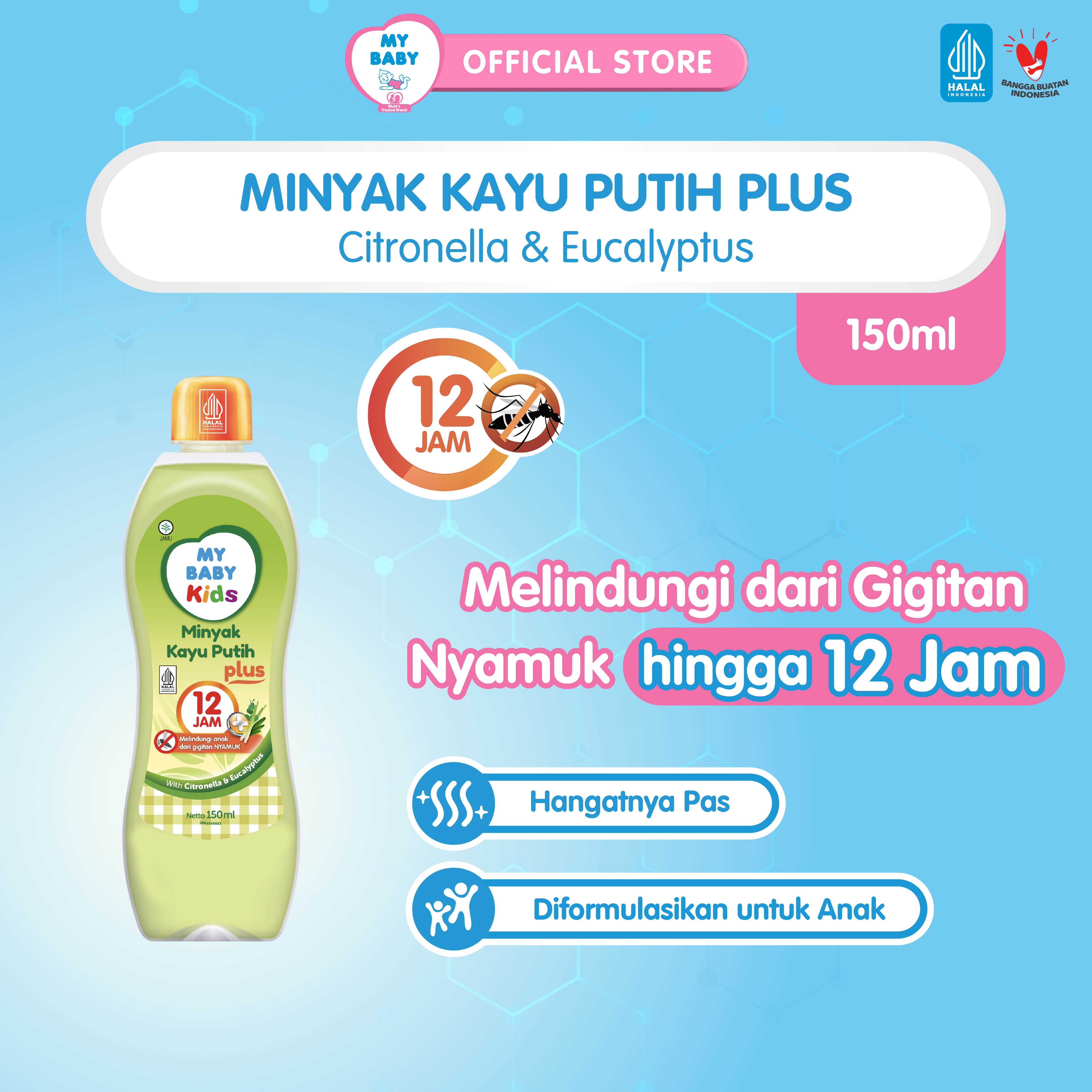 MY BABY Kids Minyak Kayu Putih Plus 150 mL - Minyak Anti Nyamuk 12 Jam - Exp: 11.2027