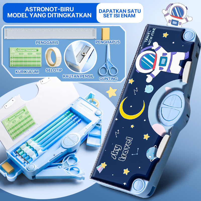 [READY] Aimilo Tempat Pensil Multifungsi Kotak Pensil Anak Lengkap Peruncing Gunting Isolasi Penghapus Penggaris Alat Tulis Sekolah