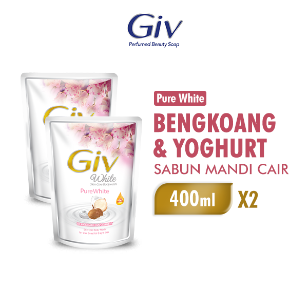 [Paket isi 2] Giv White Sabun Mandi Cair Bengkoang Pouch 400ml