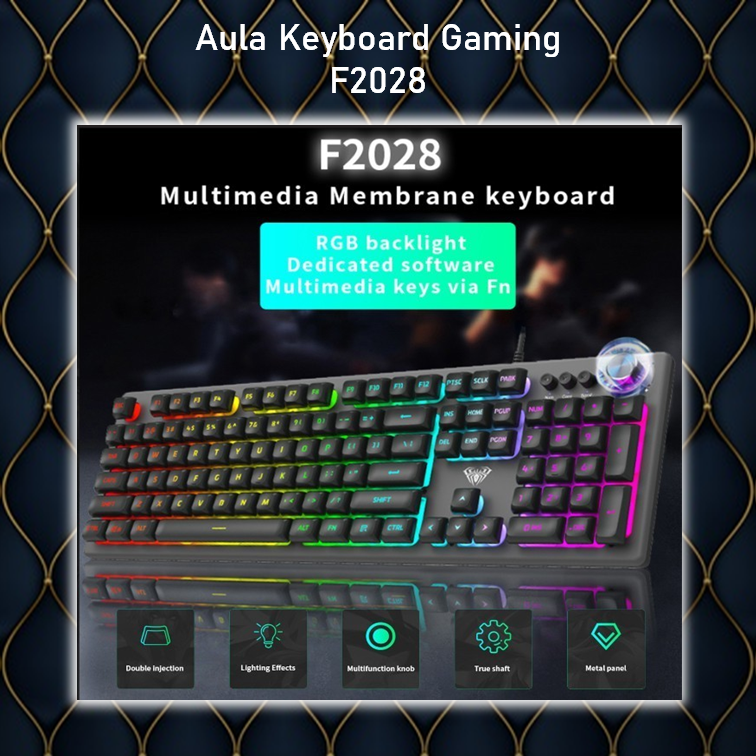 Keyboard Gaming Multimedia Membrane AULA F2028 – RGB Macro Software