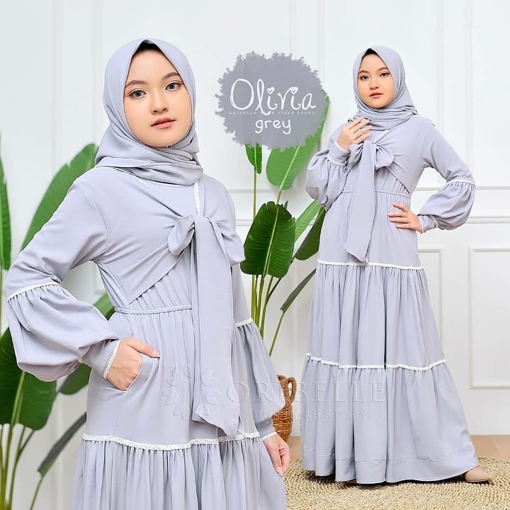 Baju Muslim Modern OLIVIA SYARI BL KIDS 8 - 11 TAHUN BAHAN MANGGO CRAPE DAPAT GAMIS ANAK Gamis Anak Perempuan Baju Anak Perempuan Terbaru 2021 Modern Gamis Anak Tanggung BEST SELLER