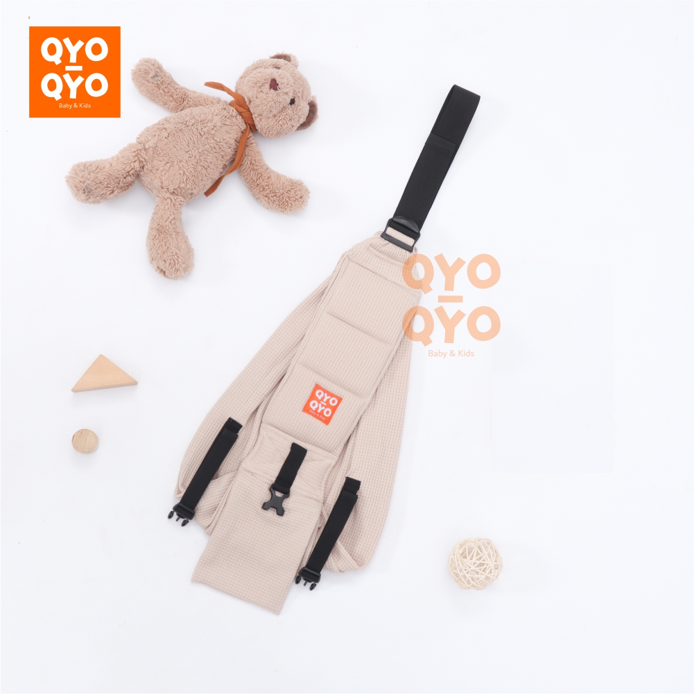 QYO-QYO - Waffle Baby Pouch Adjustable dengan Busa Empuk Multifungsi Gendongan Bayi Instan Premium