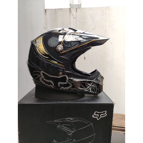 HELM FOX PILOT V2 GUN BLACK ORIGINAL MOTOCROSS HELMET ADVENTURE