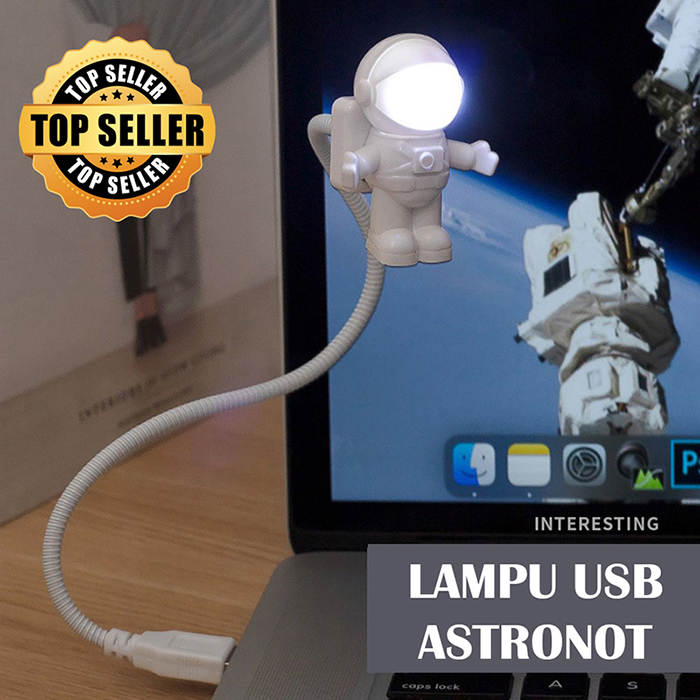 Lampu Meja Belajar LED USB Night Light Desk Lamp Flexible Spaceman Astronaut Lampu Blajar Anak Dewasa Baca Tidur Fleksibel Colok Laptop Power Bank Dekorasi Hias Hiasan Kamar Astronot Lampubelajar Lipat Super Terang Lampu Malam Aeshtetic Estetik Murah