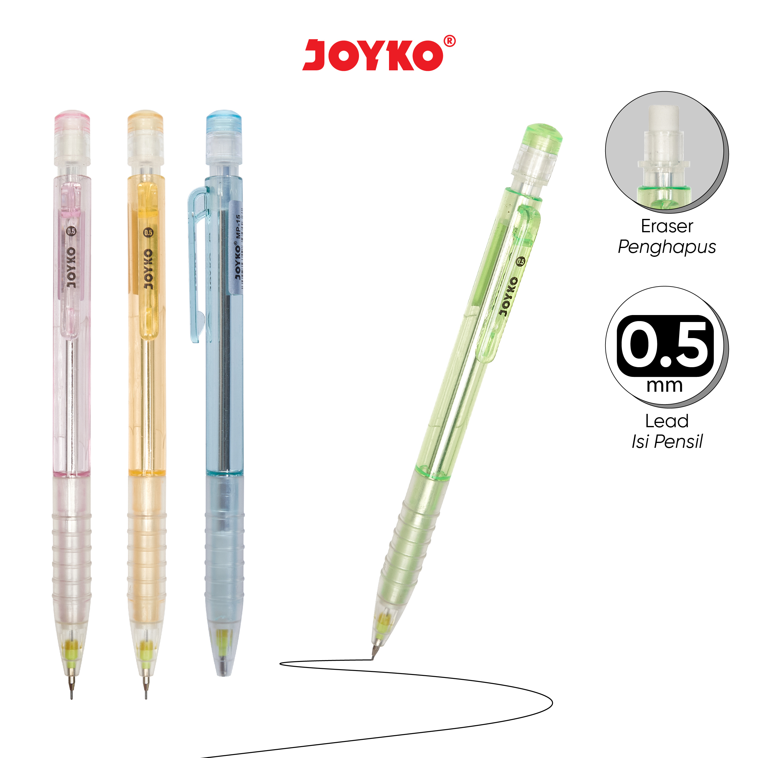 Mechanical Pencil Pensil Mekanik Joyko MP-15 0.5 mm