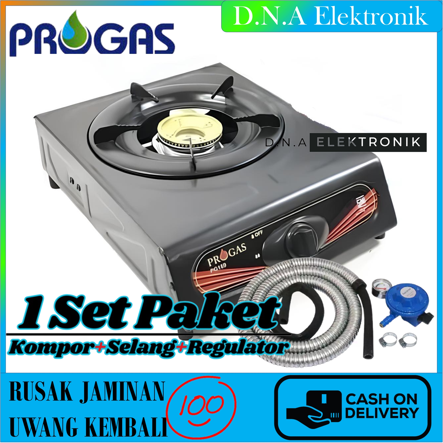 Kompor Gas 1 Tungku Murah Progas / Kompor Satu Tungku / Kompor Murah Promo Satu Set Plus Selang R...