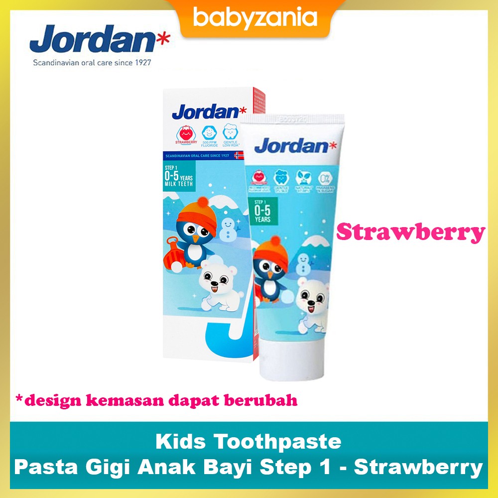 Jordan Kids Toothpaste Pasta Gigi Anak Bayi Step 1 - Strawberry
