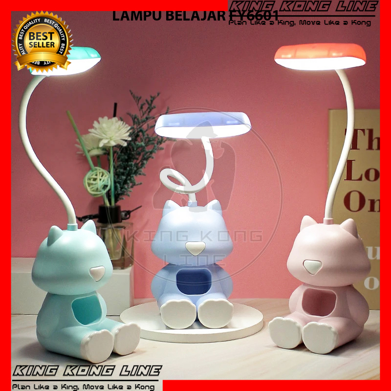 Table Lamp FY6601 Lampu Belajar Karakter Kucing Rechargeable USB 4009