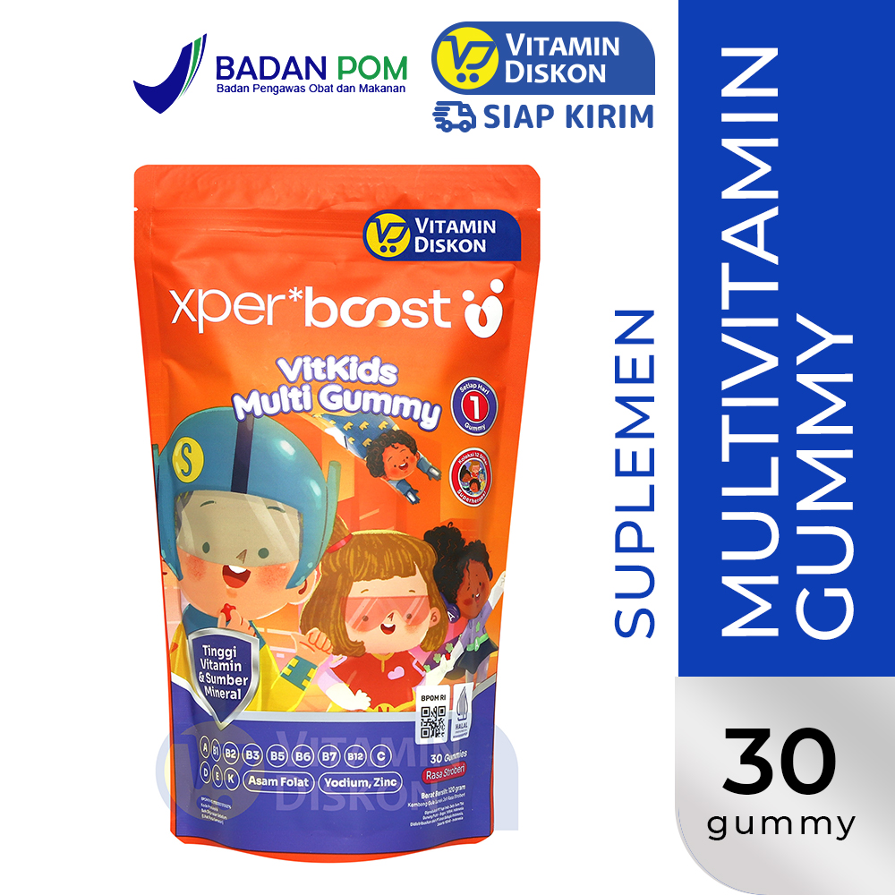 EXPERT BOOST VITKIDS MULTIGUMMY ISI 30 PCS | SUPLEMEN MULTIVITAMIN ANAK IMUNITAS DAYA TAHAN TUBUH TULANG DAN GIGI VITAMIN B KOMPLEKS GUMMY