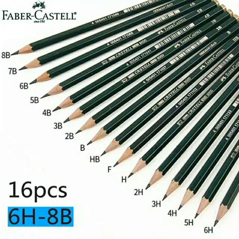 (100% ORIGINAL) Pensil Faber Castell Lengkap 6H 5H 4H 3H 2H H F HB B 2B 3B 4B 5B 6B 7B 8B
