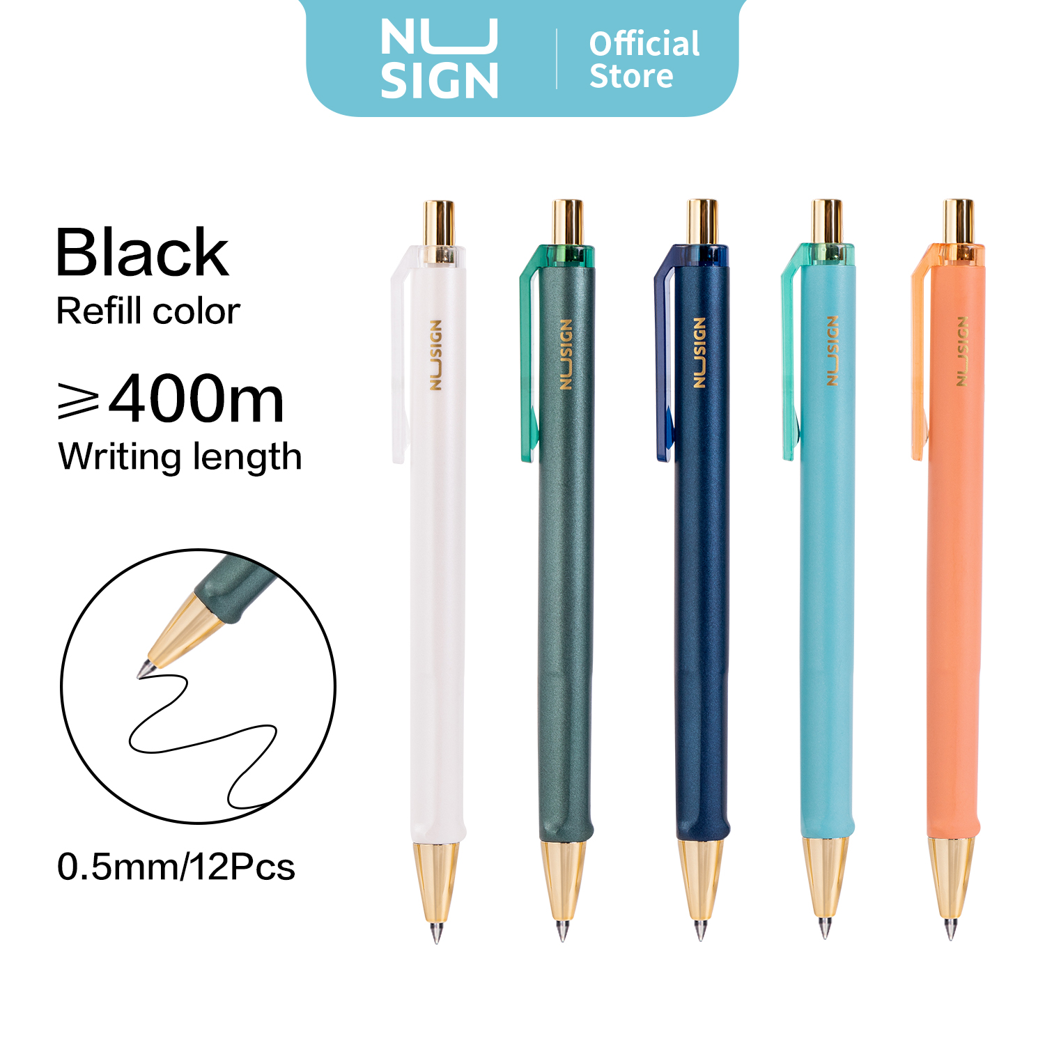 Nusign Gel Pen 0.5mm tinta hitam NS557