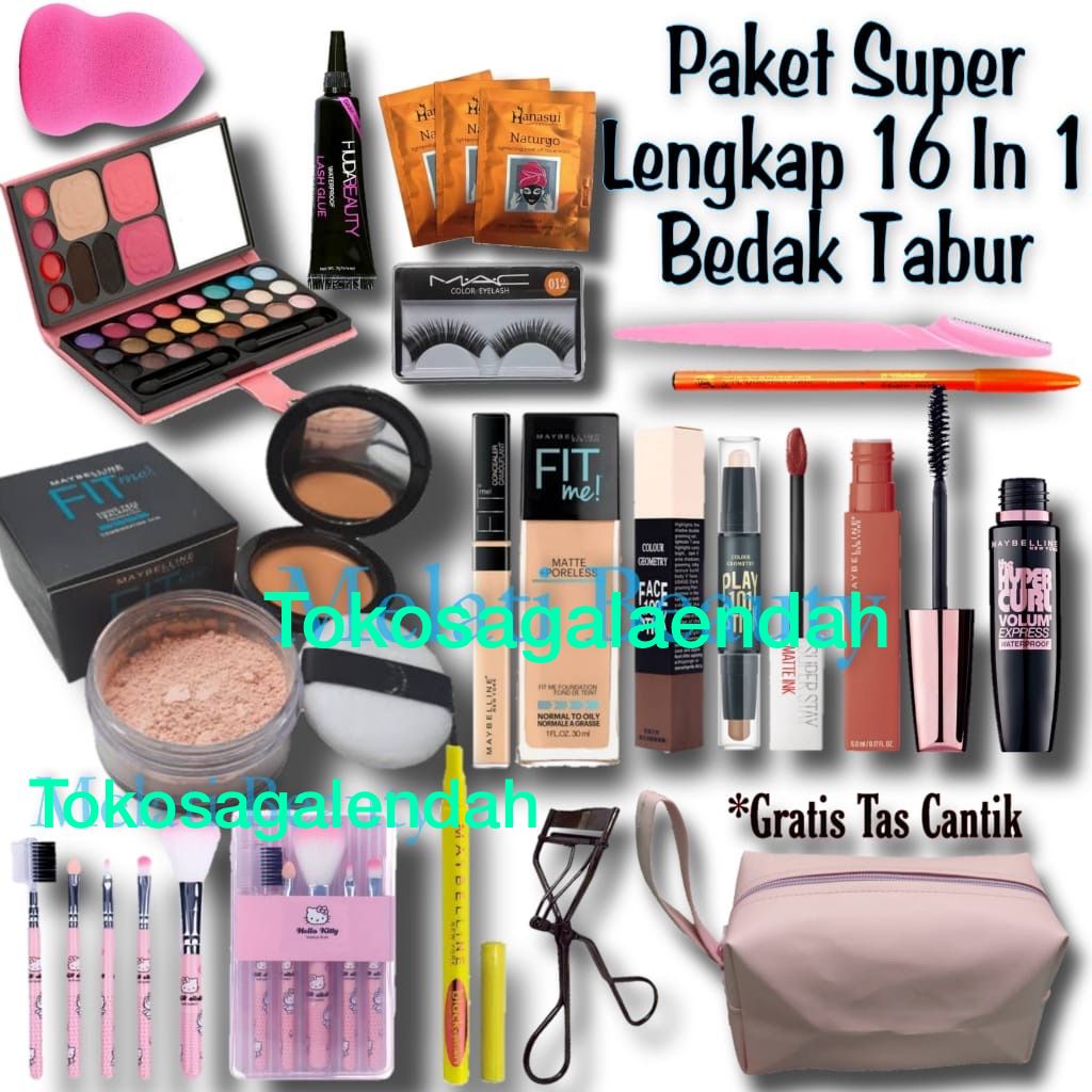 Terlaris Paket Kosmetik Super Lengkap 16 in 1 / Paket Makeup Super Lengkap 16 in 1