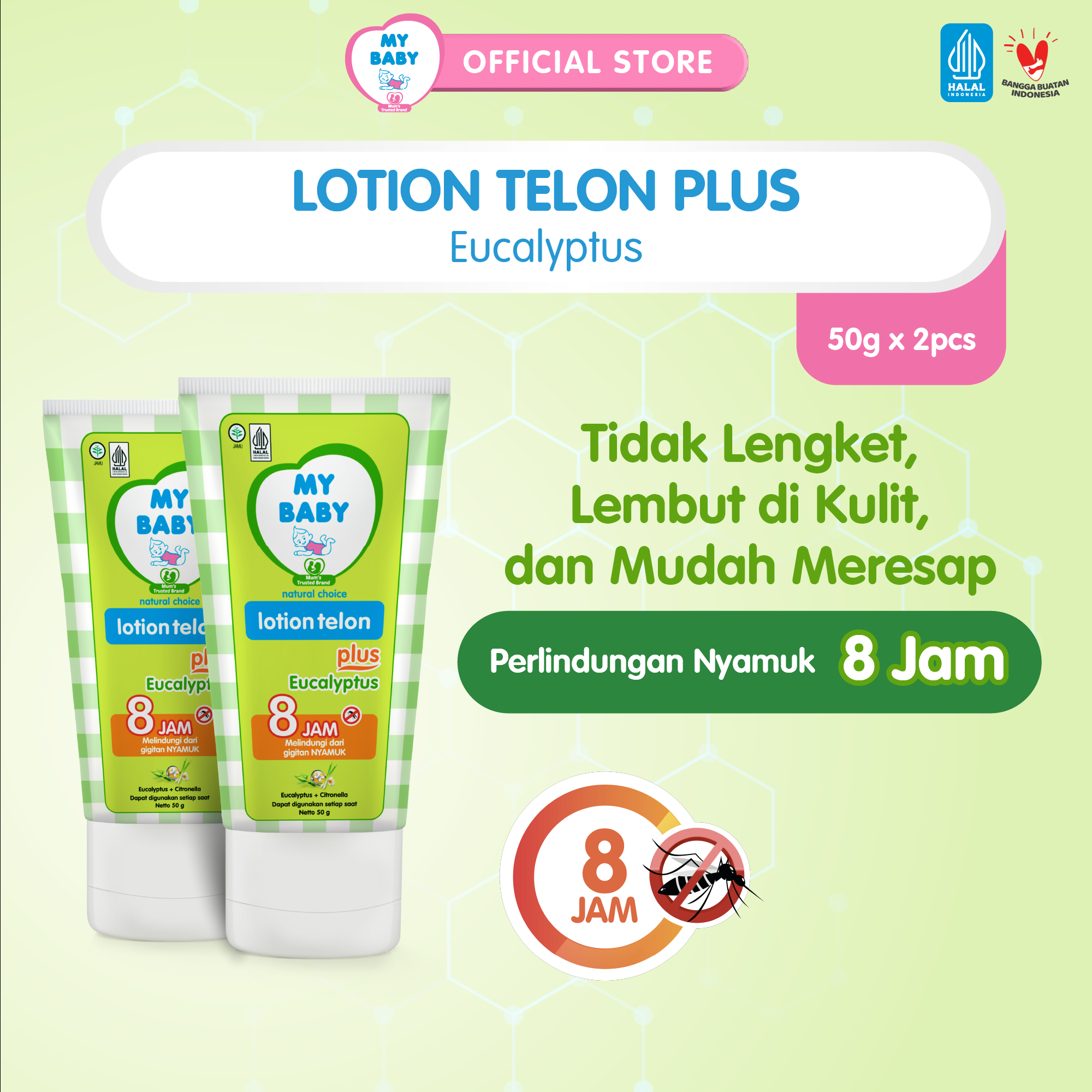 MY BABY Lotion Telon Plus Eucalyptus [50 g / 2 pcs] - Lotion Telon Anti Nyamuk 8 Jam - Exp: 09.2027
