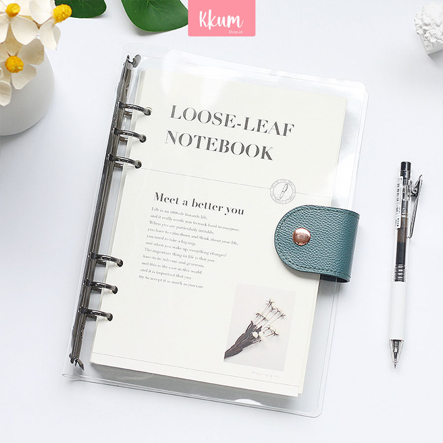 Elegant Binder A5 Transparan Binder with Clip Note Book Rose Gold Binder