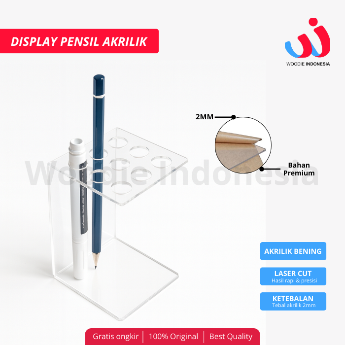 Tempat Pulpen/Pensil Holder Pena Akrilik 2mm
