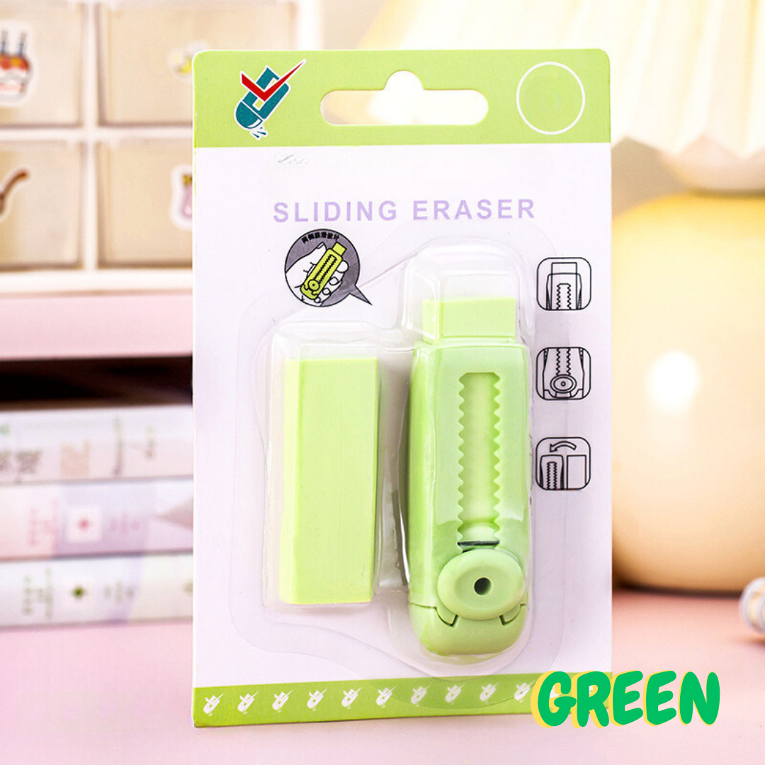 KAWA Sliding Eraser Set Penghapus Mekanik Hapusan Kertas Bersih Tanpa Serpihan Warna Lucu Soft Estetik