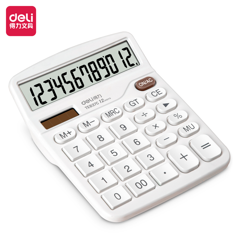 Deli Desktop Calculator / Kalkulator Meja 12 Digit Dual Power Layar LCD TE837C