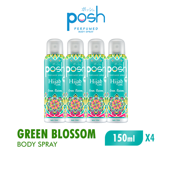 [Paket Isi 4] Posh Body Spray Hijab Green Blossom Bottle 150ml