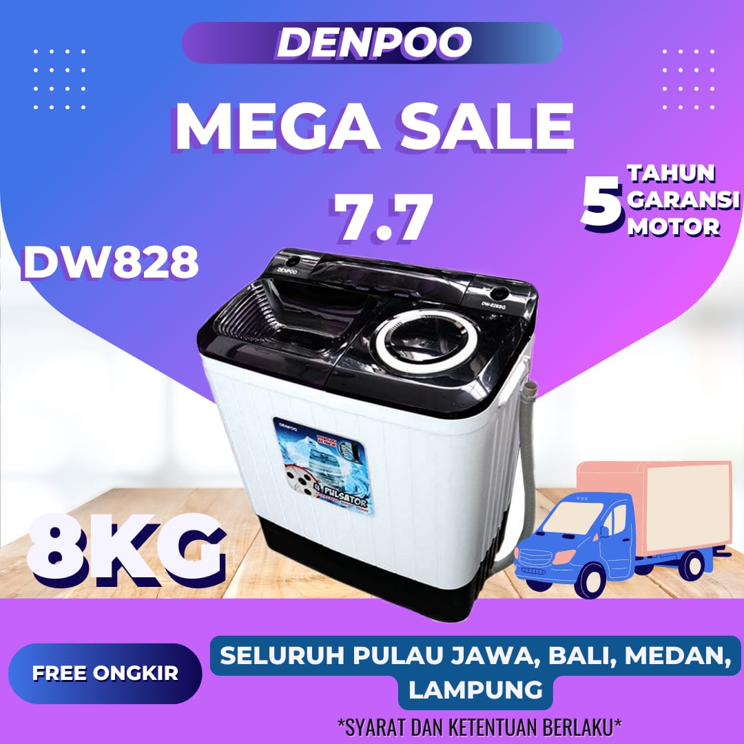 DENPOO MESIN CUCI 2 TABUNG DW 828 4P PAPAN PENGGILAS