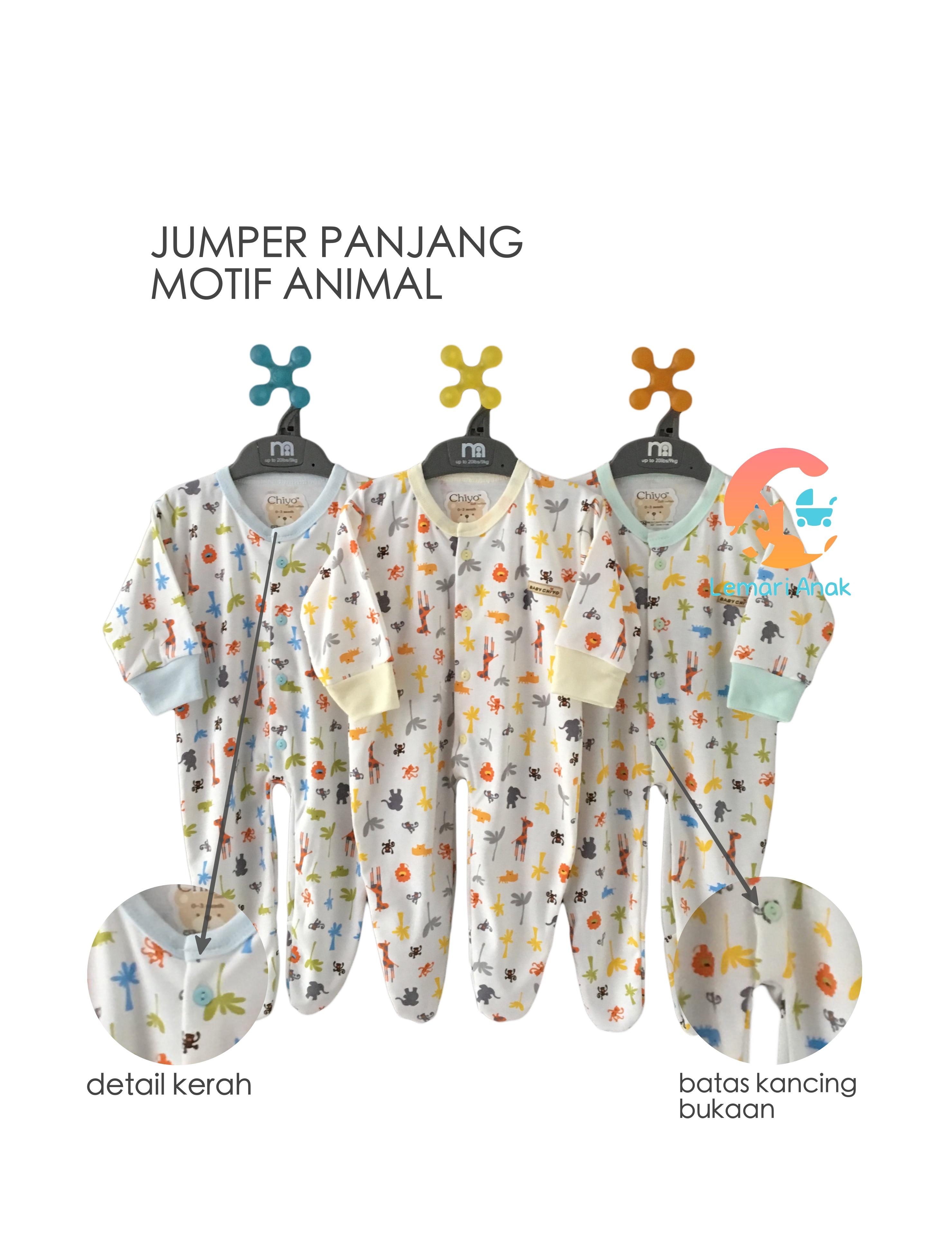 CHIYO Baju Kodok Tutup Kaki Motif Animal - Jumper Panjang 0-3 Bulan