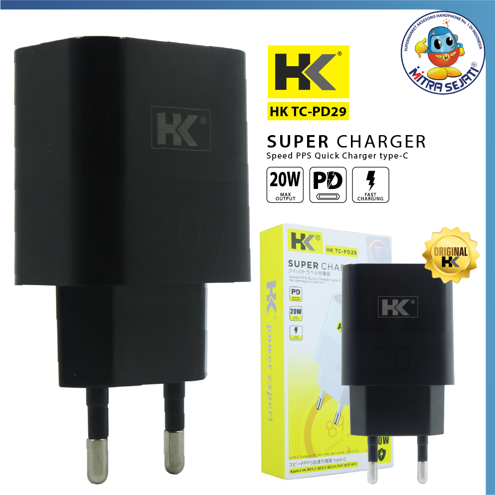 Kepala Charger HK QC3 20W D29 2 USB Travel Charger-AKTCD2920WHK