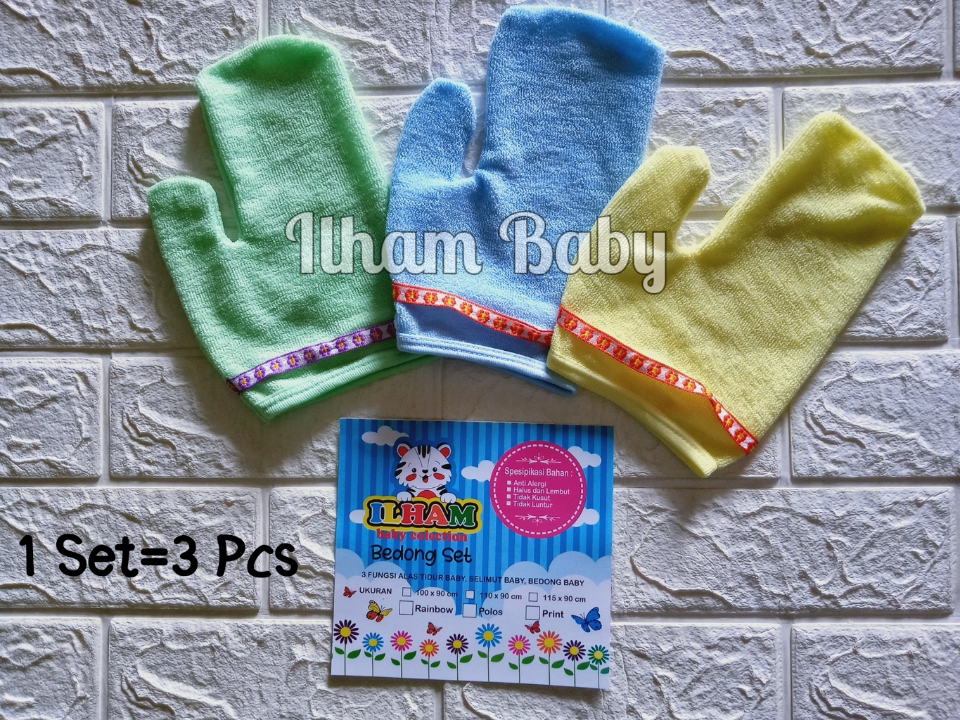 3 Pcs Washlap Handuk Bentuk Jari