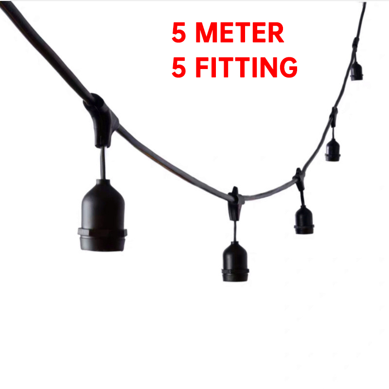 Fitting Lampu Gantung Outdoor 10 Meter 10 Fitting/ LAMPU GANTUNG dekorasi/Kabel Fitting Outdor/Lampu Hias Cafe