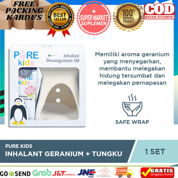 BISA COD/BAYAR DITEMPAT- Paket Pure Kids Inhalant Decongestant Geranium + Tungku Aromatheraphy PROMO-ORIGINAL 100% AMAN AMPUH TERLARIS