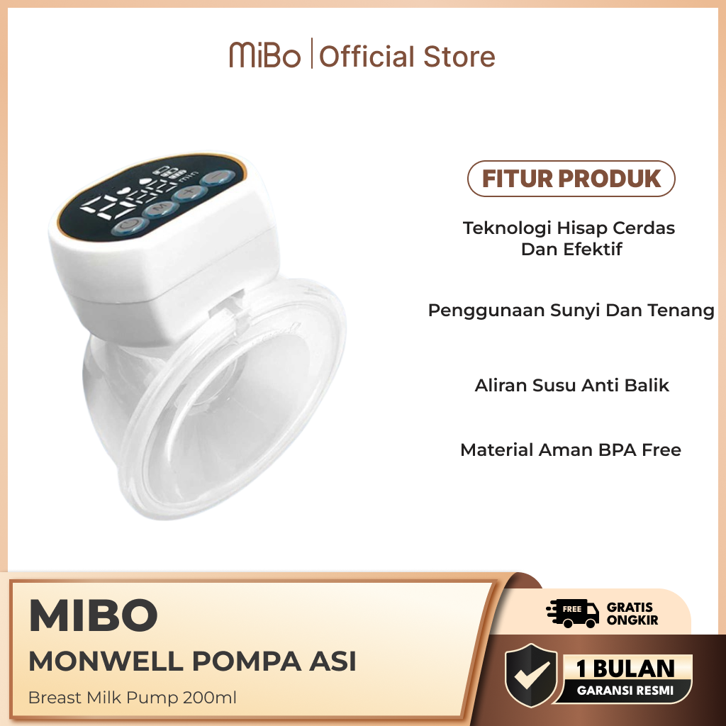 Mibo Monwell Pompa ASI Elektrik Wearable NYK02 200ml Bebas BPA 1.200mAh