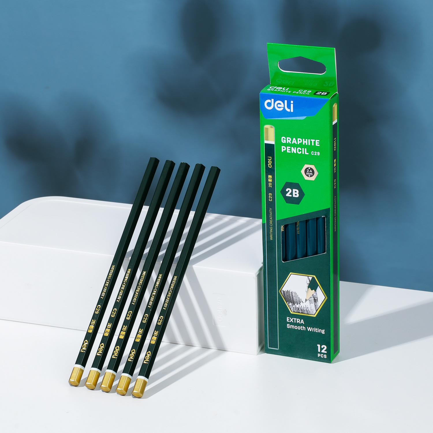 Deli Graphite Pencil / Pensil Kayu 2B Isi 12 Nyaman Digenggam EC29