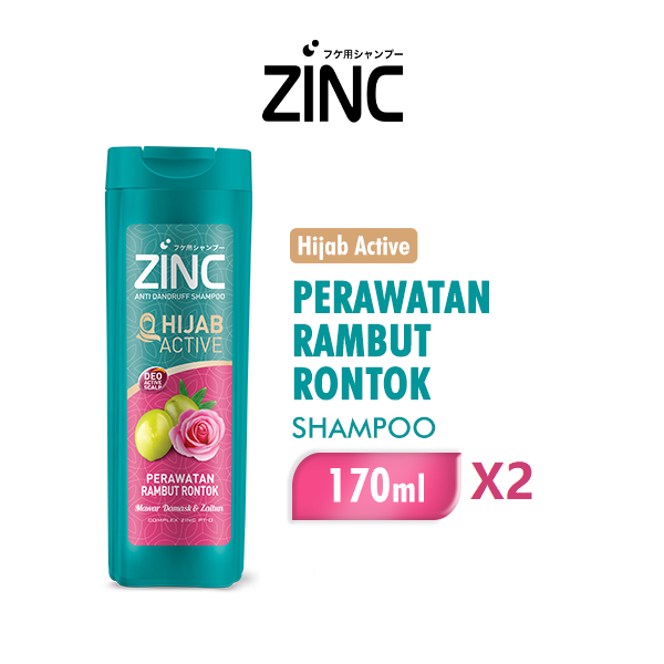 [Paket isi 2] ZINC Shampoo Hijab Active Perawatan Rambut Rontok Botol 170ml
