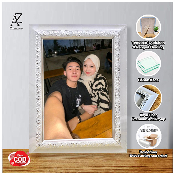 Cetak Foto + Bingkai KACA A4/12R (21x30cm) Murah HASIL JERNIH || Frame Pigura cuci foto aesthetic Sertifikat atau Foto keluarga