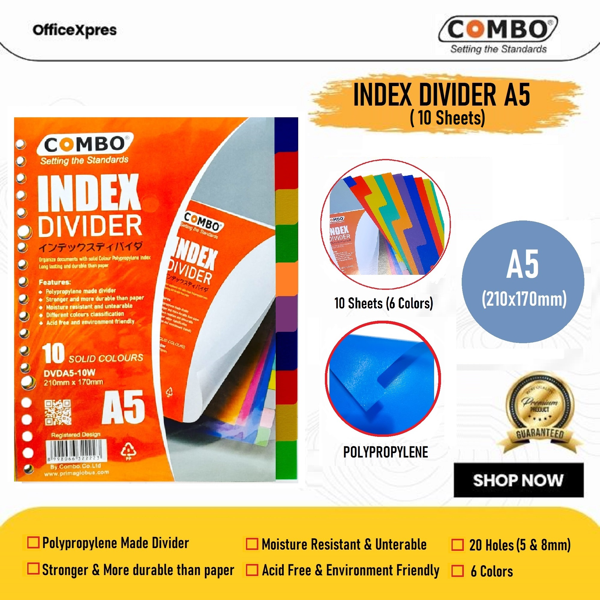 Index Divider A5 (10 Lembar) / Plastik Divider / Pembatas Binder / Binder Divider / File Divider