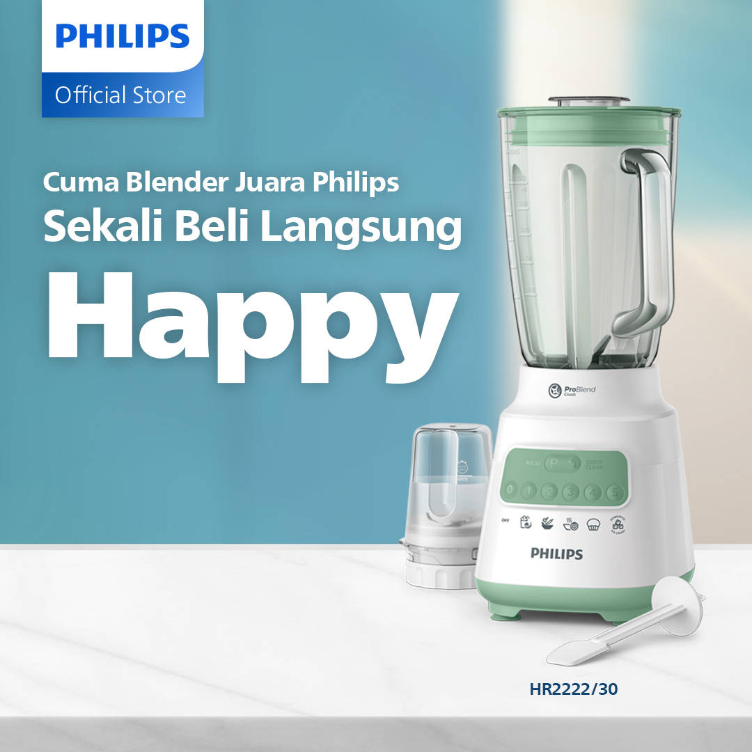 Blender Philips Kaca 2 liter - 5000 Series HR2222/30 - Blender jus - Blender bumbu philips - Dry ...